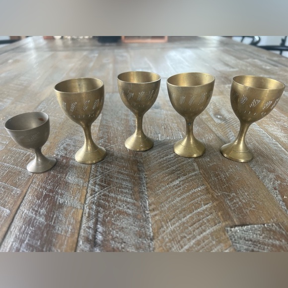 Other - VINTAGE BRASS SHOT GLASSES SET OF 5
